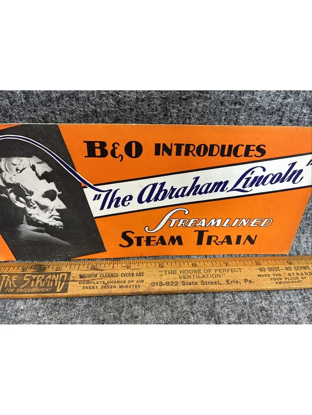 Original 1935 B&O Abraham Lincoln Streamlined Steam Train Promotional Fold Out